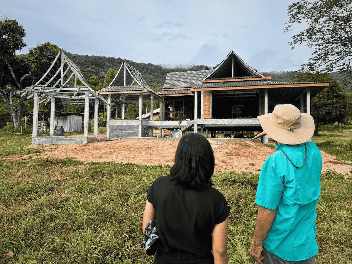 Nay Sirirat visiting the site with the client during construction