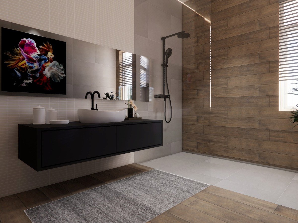 Bathroom concept, rustic-modern villa renovation, Namuang, Koh Samui
