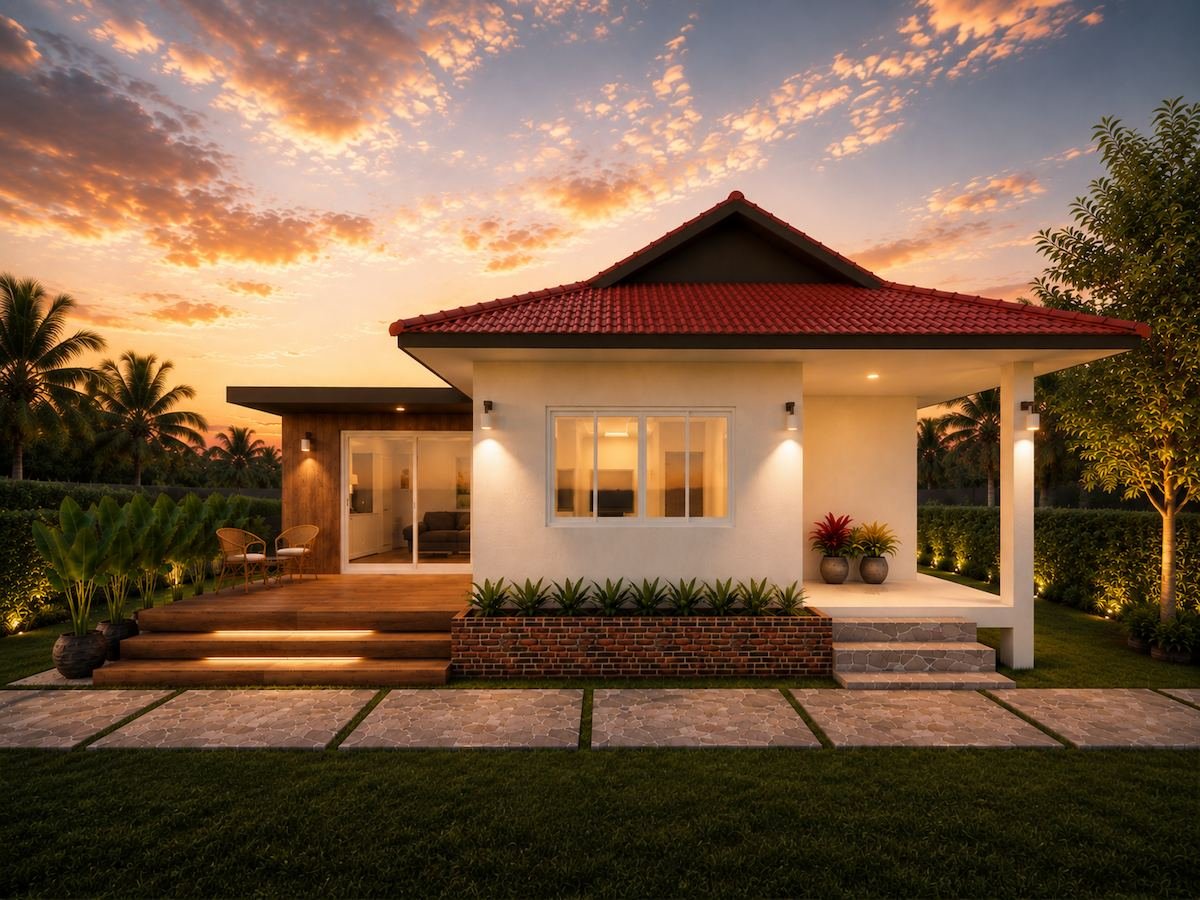 Rustic-modern villa renovation, Namuang, Koh Samui, exterior visualization